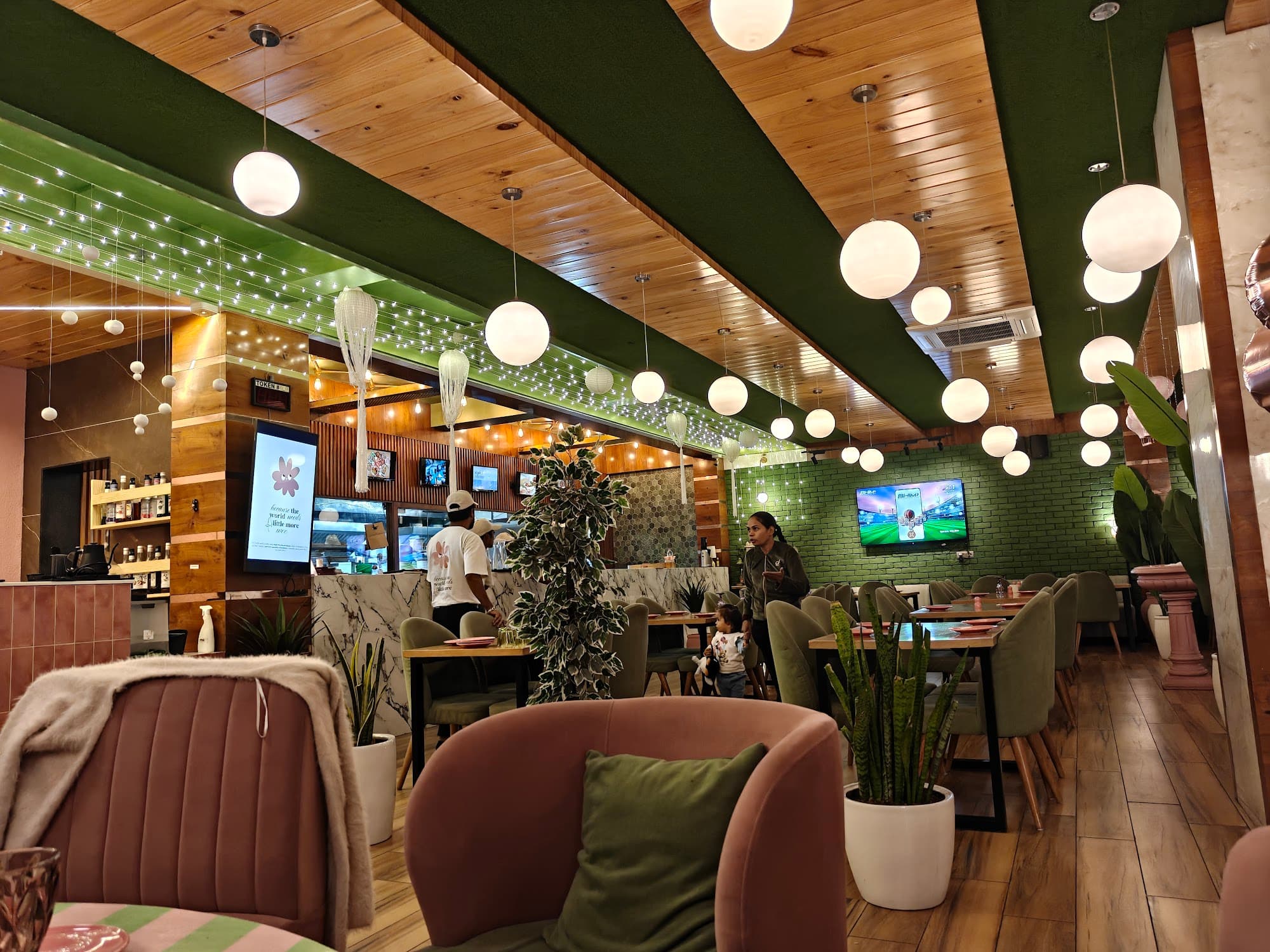 Dining hall evening with fairy lights